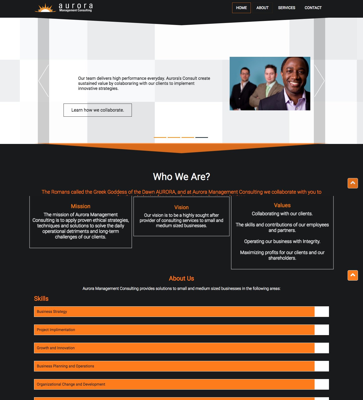 Aurora website design
